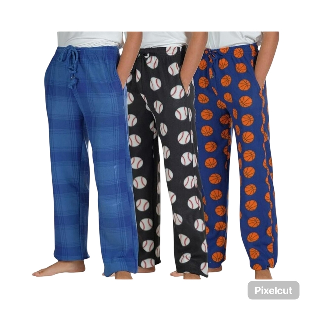 NWOT Size 12/14 Boys Real Essentials Fleece Pj pants 3 pair